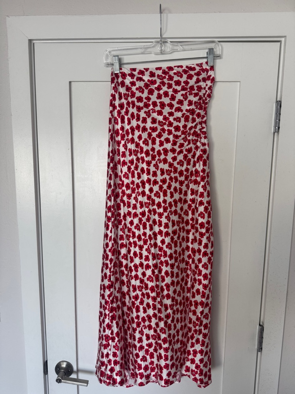 Anthropologie Red Floral Midi Skirt